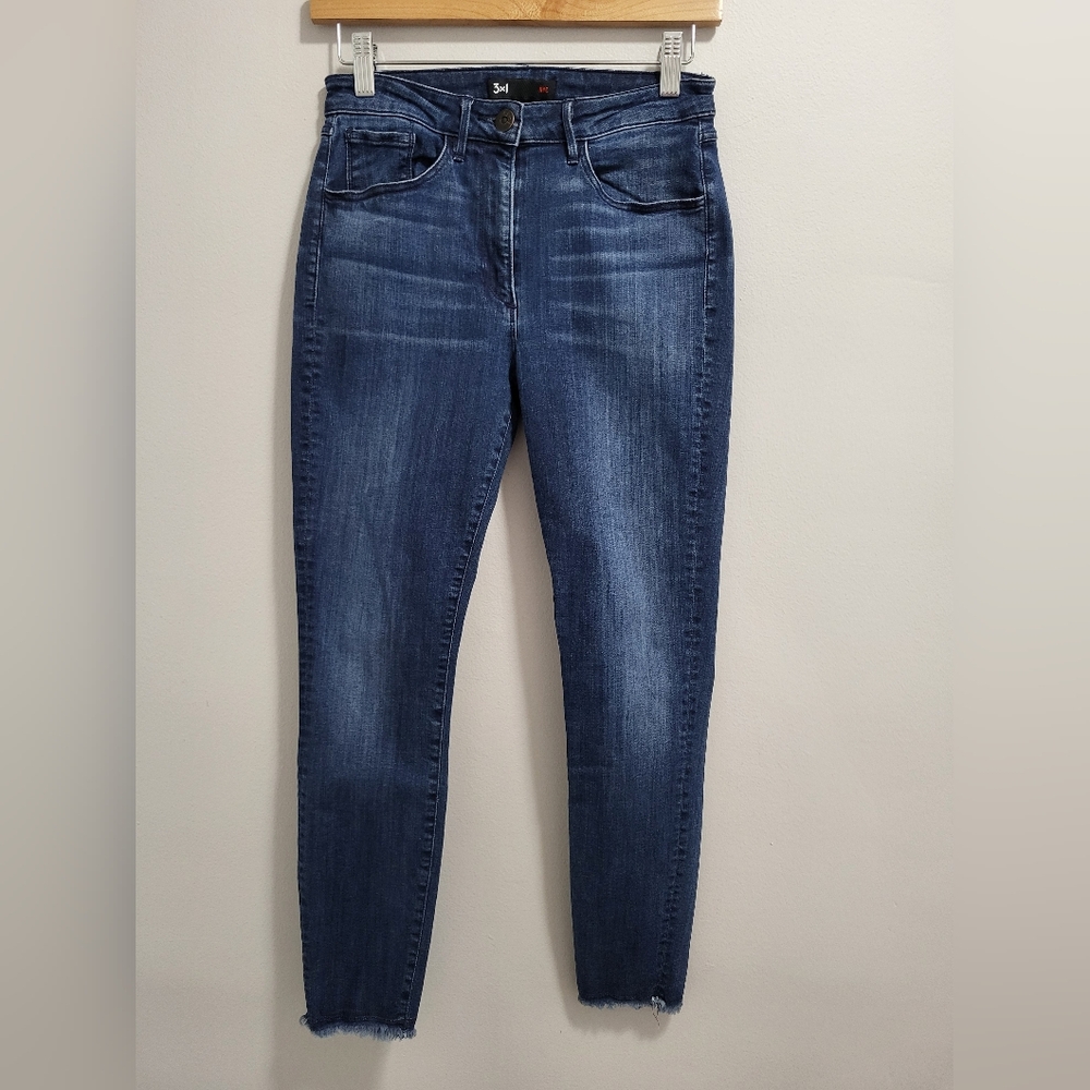 3x1 High Rise Skinny Scuba Raw Hem Jeans Size 26